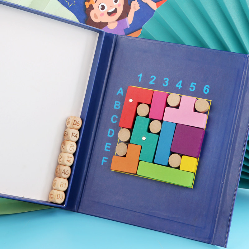 Magnetic Tetris block puzzles for logical thinking training. Intellectual development toys for children aged 3-4-5-6