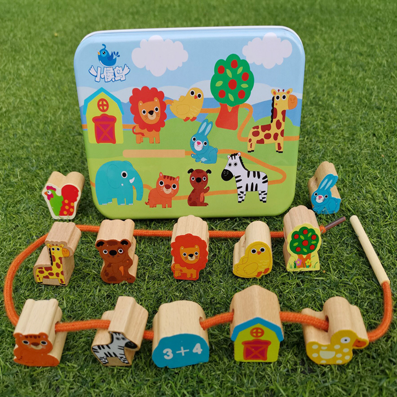 Large number of grain children string beads wearing rope building blocks male and female children 1-2-3-4 years old teaching baby puzzle power toy