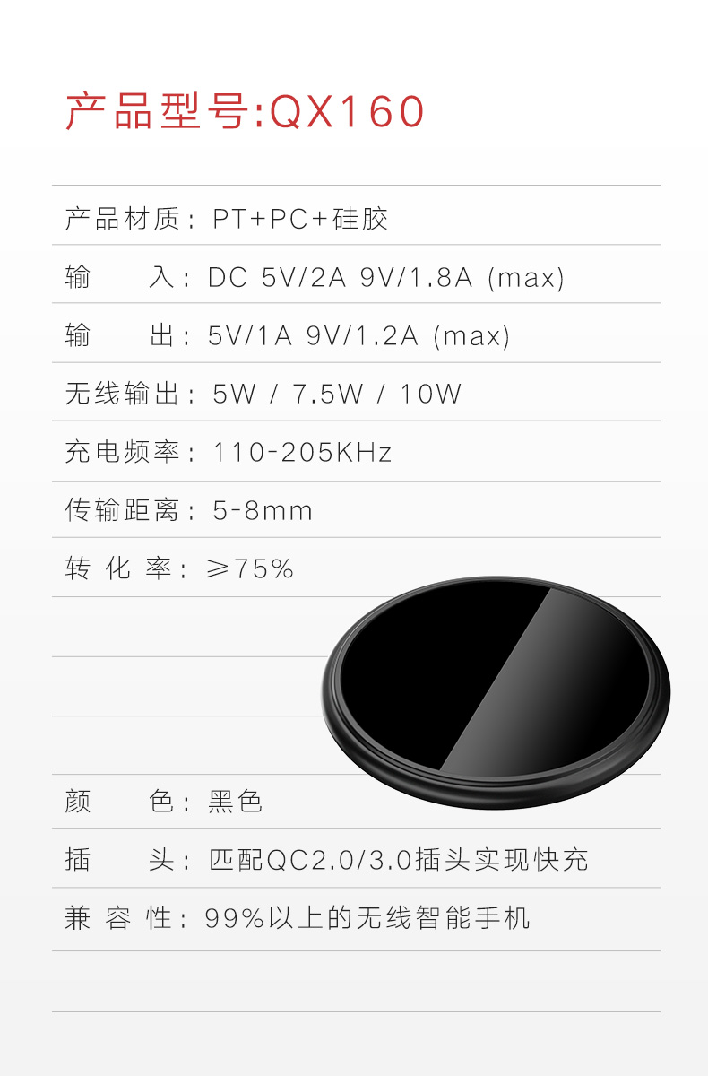 即放即充、低温不发烫：膜仙 苹果/安卓 10W 无线快充通用充电器NW180-F 券后35元包邮 买手党-买手聚集的地方