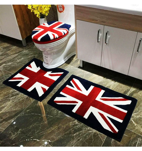 Туалет, сиденье для унитаза, комплект, ковер, в британском стиле, 3 предмета, увеличенная толщина, 4 предмета