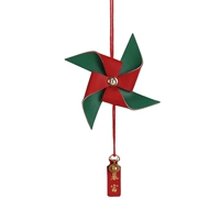 Красный и зеленый медный колокольчик+кожаная модель карты