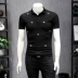 Lapel Polo Áo sơ mi ngắn tay nam mùa hè Mới Hàn Quốc Slim Monster Thêu Thanh niên Cotton Pique Nửa tay áo - Polo Polo