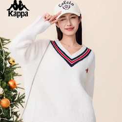 Kappa Kapa Back to Back New Year Sweater 2025 New Women 's Striped Pullover Sweater Plush Long Sleeves