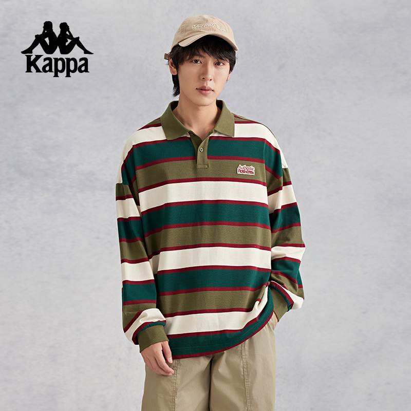 Kappa Back-To-Back Pure Cotton Shirt Women's Spring & Fall Sports Polo Shirt Loose Casual Long-Sleeved Top for Men