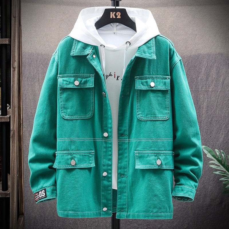 10 thanh thiếu niên 15 tuổi junior học sinh trung học chàng trai mùa xuân mùa thu denim jacket 13 chàng trai trung bình và lớn của nam giới 12 áo khoác Hàn Quốc phiên bản.