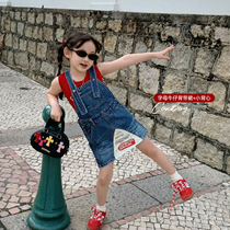 Cute C Child Products 2024 Summer Dress New Girl Braces Skirt Summer Thin Womens Baby Denim Dress Foreign Air Dress
