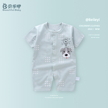 Baby one-piece dress Summer pure cotton slim fit 6 months Harsuit climbing clothes Male 3 newborn 9 female baby short sleeve summer dress 1