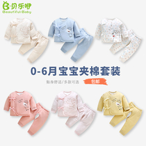 Newborn baby warm clothes clip cotton autumn and winter pure cotton suit baby winter dress with thick cotton clothes newborn clothes