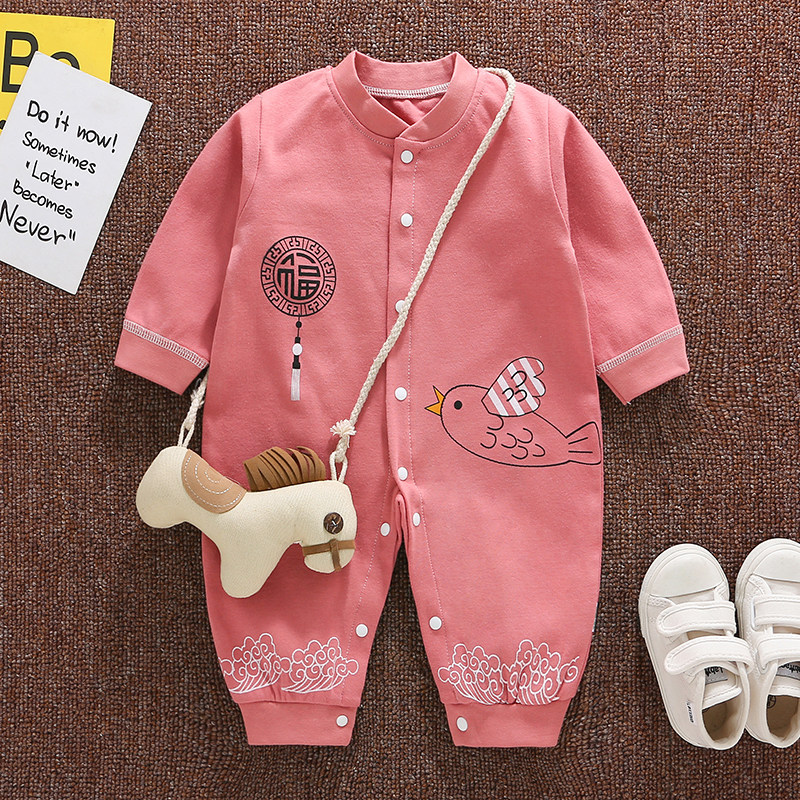 Newborn baby pure cotton clothes Spring and autumn 3 pyjamas 6 long sleeves Harvest climbing and climbing clothes for autumn clothes baby even body clothes new