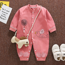 Newborn Baby Pure Cotton Clothes Spring Autumn 3 Pyjamas 6 Long Sleeves Khae Climbing Climbing Clothes Autumn Clothes Baby Conjoined Clothes New