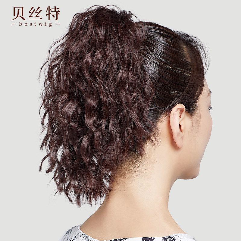 Wig ponytail female long hair strap type grab clip fake ponytail imitation hair curl hair high hair tail wig piece short corn perm