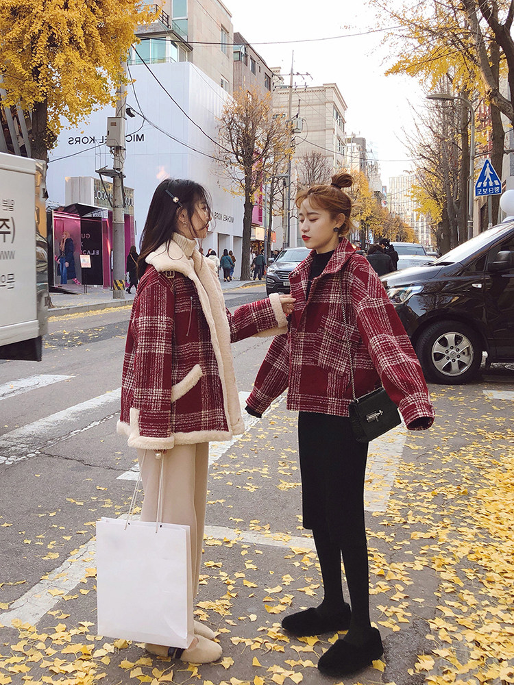 Clearance autumn and winter new thickened net red light cooked wind wild wool lamb Korean version loose lamb plush coat