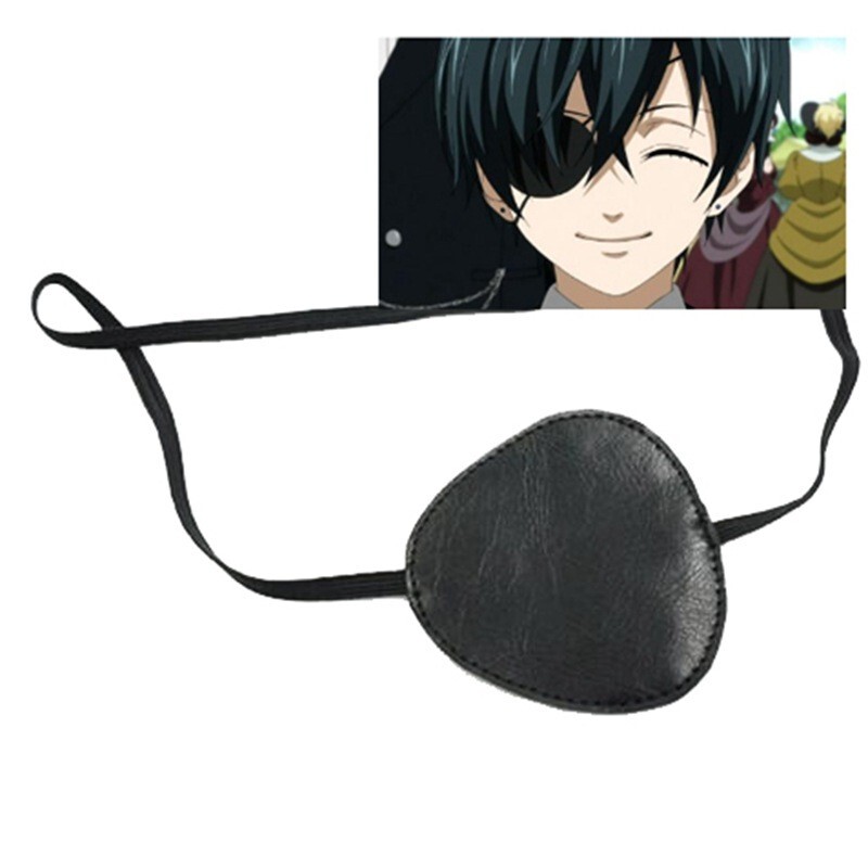 Black Butler Ciel Black Pu Eye Mask Evangelion Asuka Eye Mask Anime Multi-Use Left and Right Eye Mask Soft Props