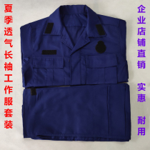 Outdoor summer breathable long sleeve blue work clothes thin repair suit mens summer suit