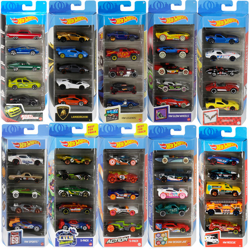 Hot Wheels Hot Little Racing Car Lamborghini Five-Pack 1806 Track Inertia Car Alloy Car Toy Model