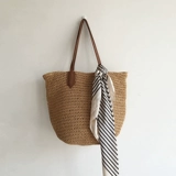 Соломенная барсетка, вместительная и большая летняя пляжная сумка через плечо, французский стиль