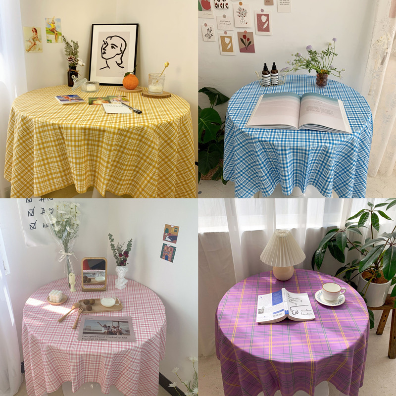 ins wind yellow striped plaid table cloth bedroom desk sofa towel shop main homemade background cloth short plush material