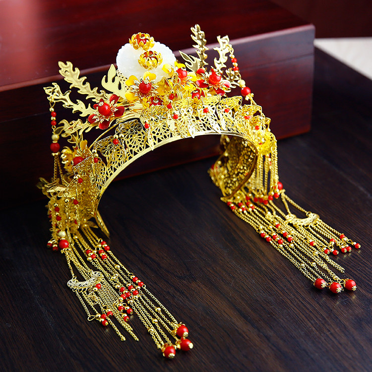 中式秀禾服頭飾女鳳步搖新娘結婚簡約大氣新款婚禮流蘇古裝