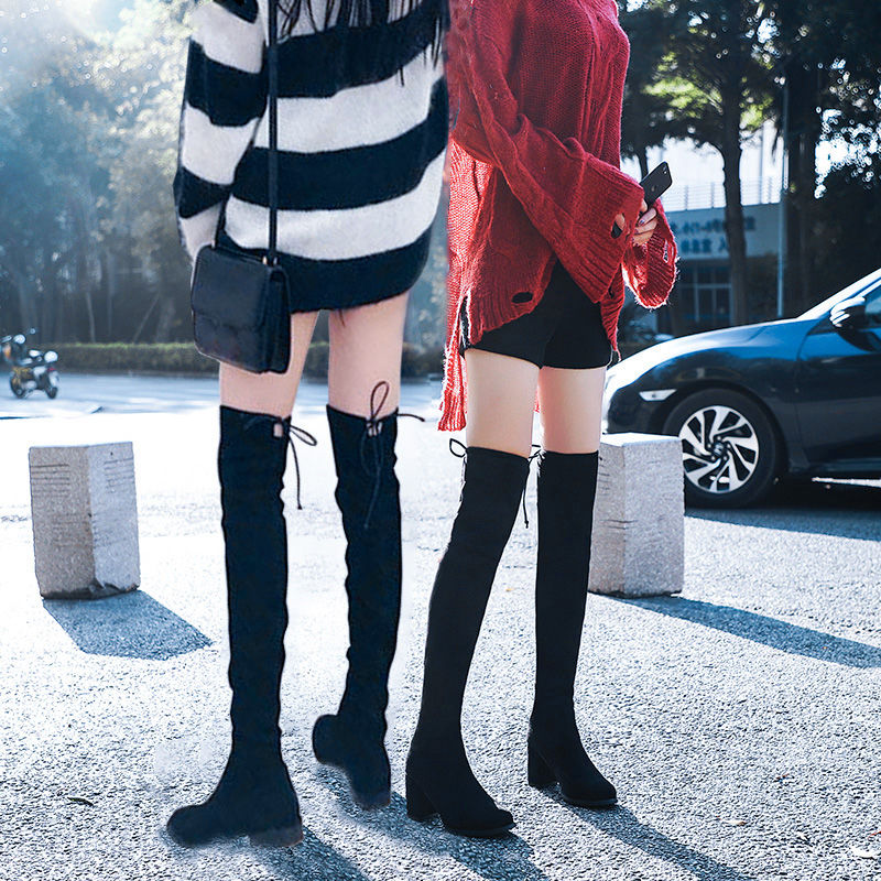 2019新款过膝长靴女加厚棉鞋女冬季加绒学生韩版鞋子女平底靴子
