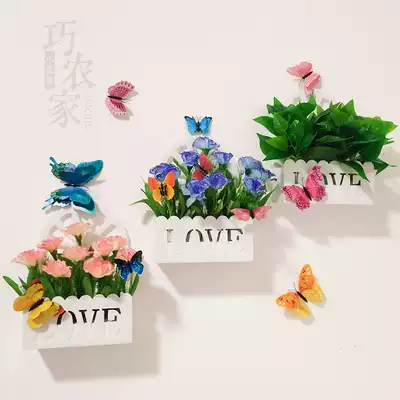 Hanging Wall fake flower wall Wall Wall decoration hipster hanging parts simulation plastic flower basket indoor living room fence wall