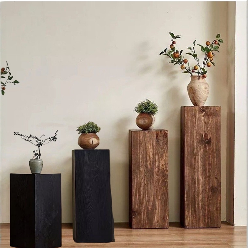 Solid Wood Square Flower Stand Pedestal for Home Living Room Entrance Coffee Table Vintage Homestay Decoration Natural Wood Stump Base Ornament Solid Wood Square Flower Stand Pedestal for Home Living Room Entrance Coffee Table Vintage Homestay Decoration Natural Wood Stump Base Ornament