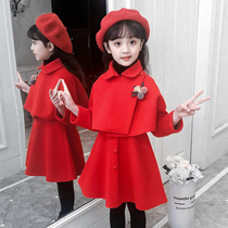 Girl autumn dress 2021 New Korean version of net red woolen suit childrens dress Princess skirt Yang Qi autumn and winter