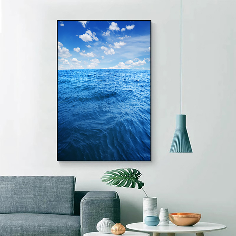 Living Room Decorative Painting of Sea Scenery, Ocean Water Landscape, Wall Art for Office, Bedroom, Bedside, and Wall Hanging