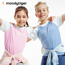 moodytiger childrens T-shirt short sleeve new sports summer sunscreen mosaic cool feeling fast dry boy girl T-shirt