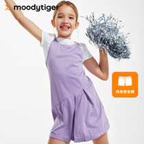 moodytiger Girls Dress 2021 Summer Sleeveless Sports Leisure Kids Skirt Dress