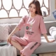 Bộ đồ ngủ cotton mùa hè dành cho nữ mùa hè ngắn tay ngắn phù hợp với áo hai dây phiên bản Hàn Quốc của bộ đồ mỏng dễ thương công chúa gió nhà bông - Nam giới