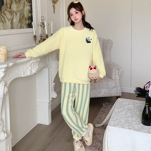 Коралловая бархатная демисезонная пижама, утепленный удерживающий тепло комплект