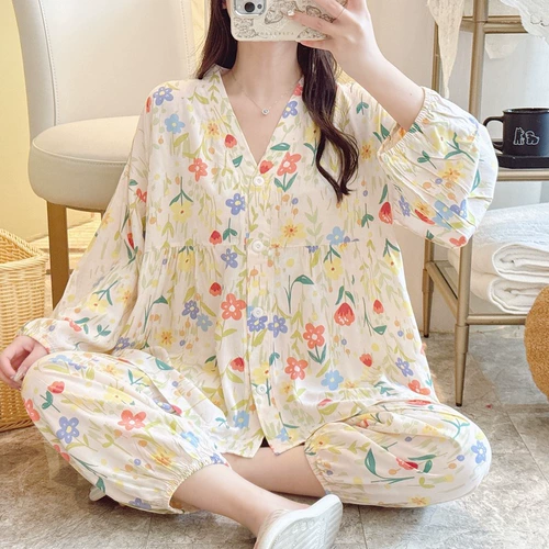 Осенняя пижама, летний тонкий лонгслив, милый комплект, популярно в интернете, подходит для подростков