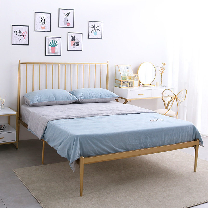 Modern Simple Iron Art Bed 1 5m Single Bed European Style Simple Fashion Iron Frame Princess Bed 1 8m Double Iron Bed