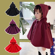 Girls cloak 2021 autumn and winter new foreign style shawl out windproof coat Korean version of the princess coat childrens clothing