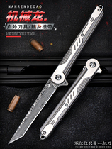 Damascus steel knife folding knife outdoor high hardness sharp bearing mini anti-body small knife military hand folding knife