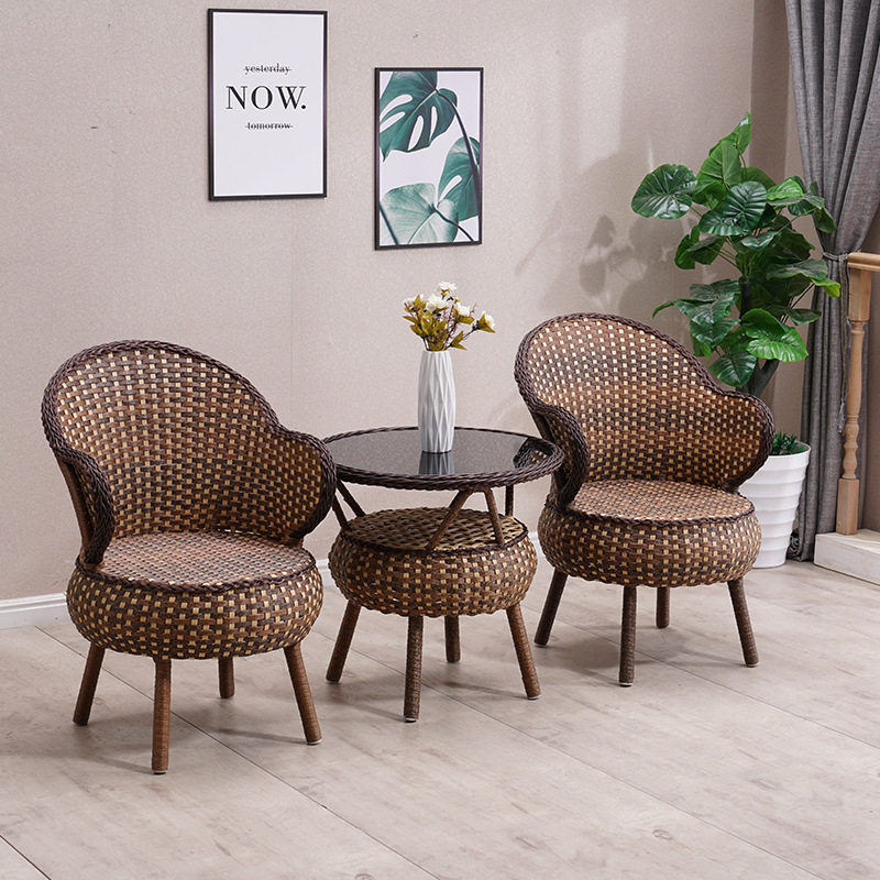 Balcony Creative Fujijiao small tables and chairs three pieces of outdoor courtyard network red leisure personality household vine chair combined tea table