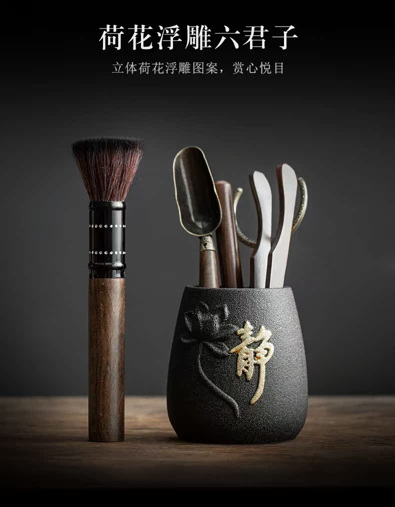 Kung fu tea sets accessories ebony wood tea 6 gentleman of gentleman ChaGa needle spoon tea tool