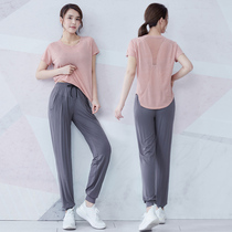 Yoga Suit Women Sports Suit Short Sleeve Summer Display Slim Fitness Room Professional High-end Fashion Speed Dry Clothes Sexy Thin