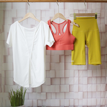 Yoga Suits Women Sports Suit Summer Specialties High-end Fashion Nets Red Loose Short Sleeves Expatty Slim Fitness Morning Running Pants