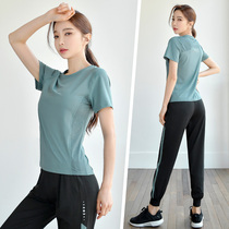 Spring Summer Yoga Dresses Short Sleeves Women High-end Fashion Sports Suit Speed Dry Clothes Tennis Red Fitness Room Running To Be Thin And Sexy
