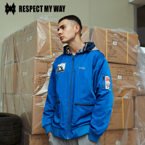 RESPECT MY WAY tide brand flight jacket mens hooded personality printed hip-hop top loose casual jacket