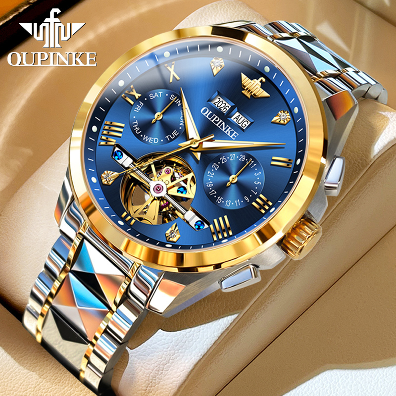 Swiss Oupinke Brand Genuine Luxury Men's Watch, Men's Mechanical Watch, Fully Automatic Business Skeleton Men's Wristwatch Swiss Oupinke Brand Genuine Luxury Men's Watch, Men's Mechanical Watch, Fully Automatic Business Skeleton Men's Wristwatch