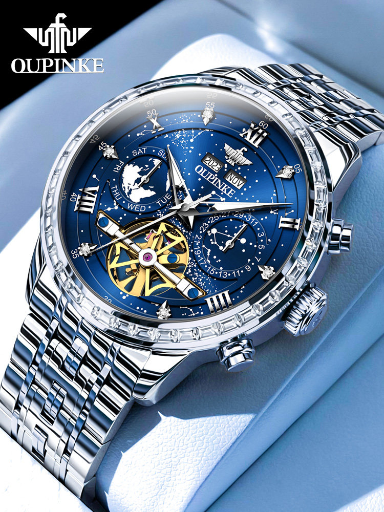 2026 New Swiss Oupinke Brand Men's Watch Genuine Mechanical Watch Fully Automatic Multi-Function Wristwatch
