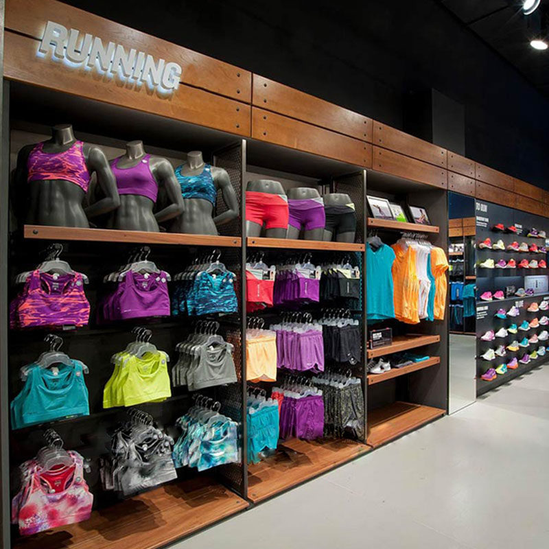 Outdoor sports brand store underwear display stand wrought iron display stand leisure multi-combination laminate storage customization