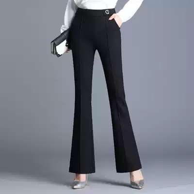 2019 New autumn Korean slim high waist nine-point micro-Bell pants women's drape suit wide legs long pants