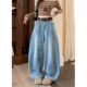 ອາເມລິກາ retro ສູງແອວກວ້າງຂາ mopping jeans ສໍາລັບແມ່ຍິງ