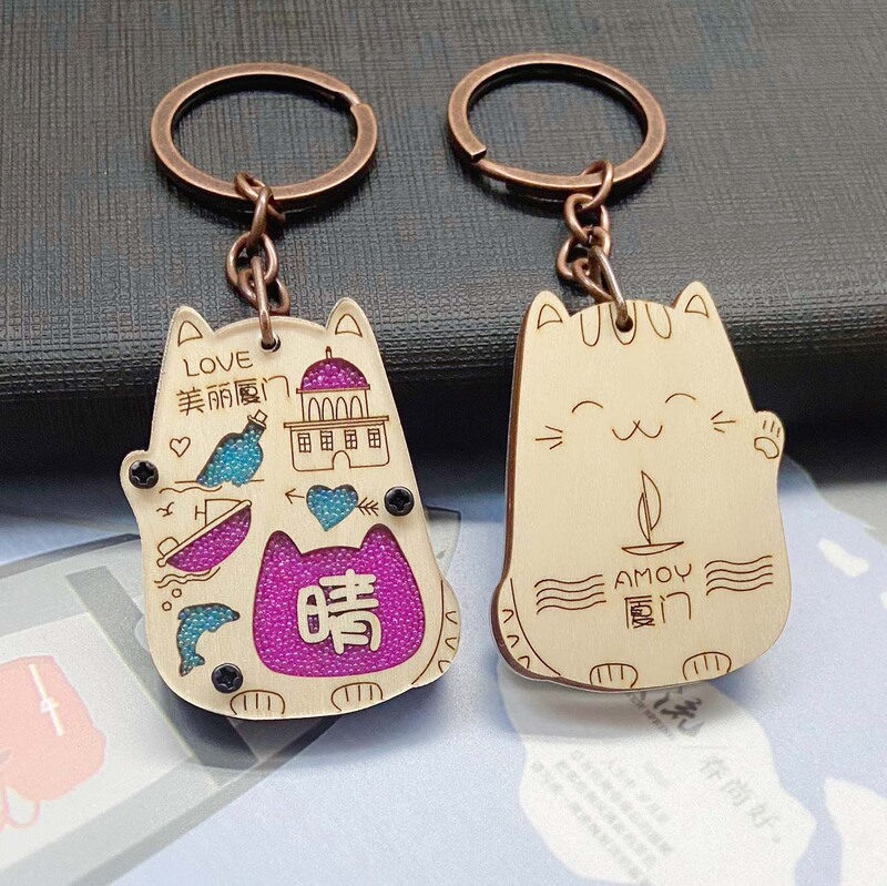 Beautiful Xiamen Keychain with Words Xiamen University Souvenir Surname Name Wooden Small Pendant with Hundreds of Surnames Beautiful Xiamen Keychain with Words Xiamen University Souvenir Surname Name Wooden Small Pendant with Hundreds of Surnames