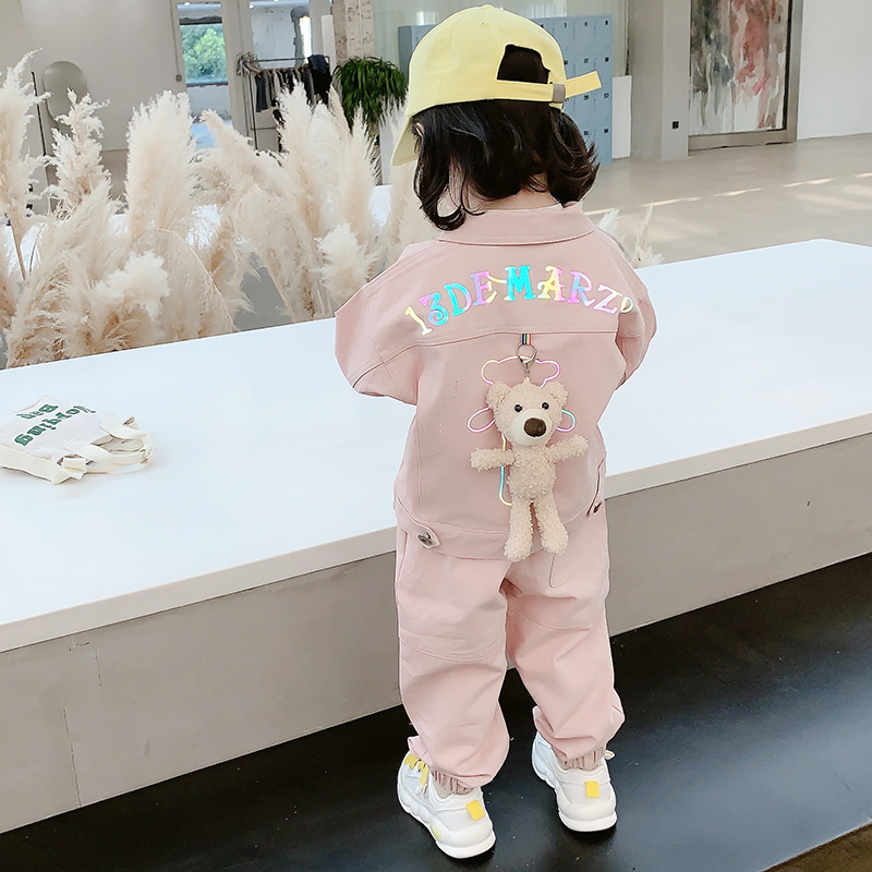 Girl Net Red Autumn Clothing 2021 Children Spring Autumn Sports Children Girl Two Sets Women's Baby Autumn-Style Foreign Pie Suit