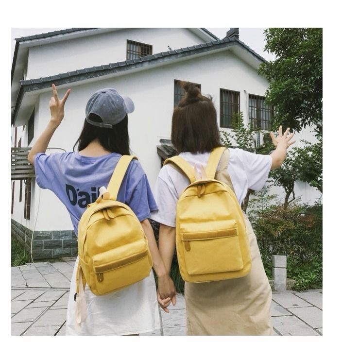 Small schoolbag female ins canvas backpack female casual backpack male junior high school college wind student schoolbag travel bag