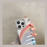 Apple, свежий радужный совместимый iPhone 14 с буквами, чехол для телефона, силиконовый iPhone13 Pro, небольшой защитный чехол, комплект, зеркало, 14promax, iphone, защита при падении, зеркальный эффект